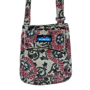 Kavu Red and Black Crossbody Bag with Floral Design